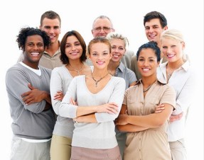 Happy people standing